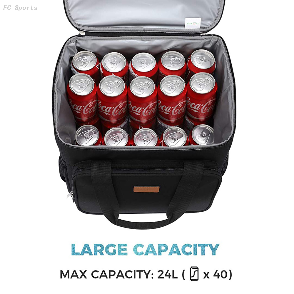 Collapsible Cooler Bag Insulated 24L (40-Can) large Leakproof Soft Sided Portable insulated Cooler Bag 