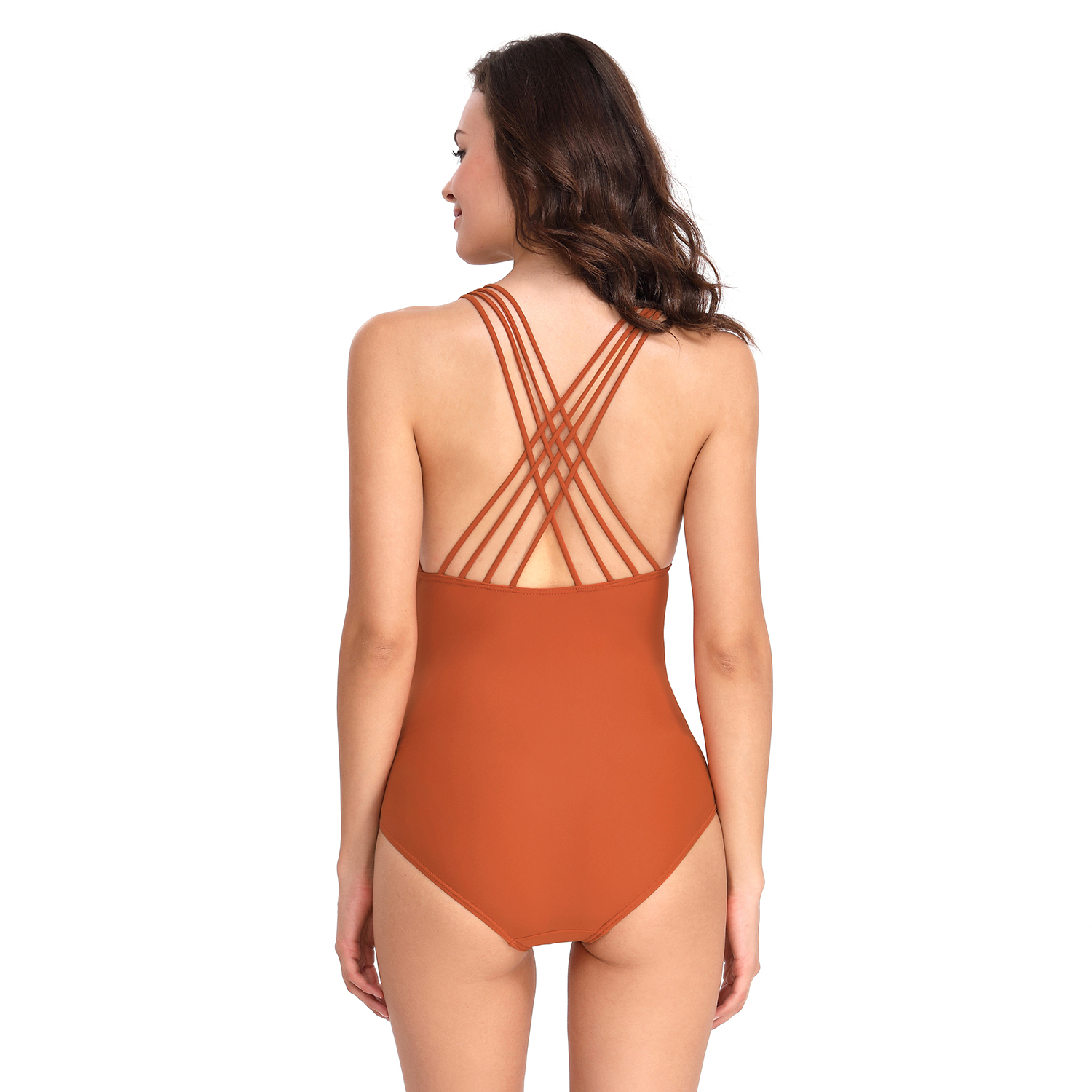 FC Sports Wear Nylon Material Monokini Bodysuit Women Sexy Back Hanging Neck One-Piece Swimsuit Beachwear