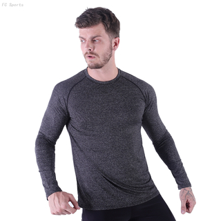 FC Sports Men Gym Yoga Train Wear Running Active Garments Long Shirts Round Neck Tops 