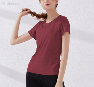 Sports short sleeve fitness yoga wear training shirt women Slim V-neck running quick-drying T-shirt