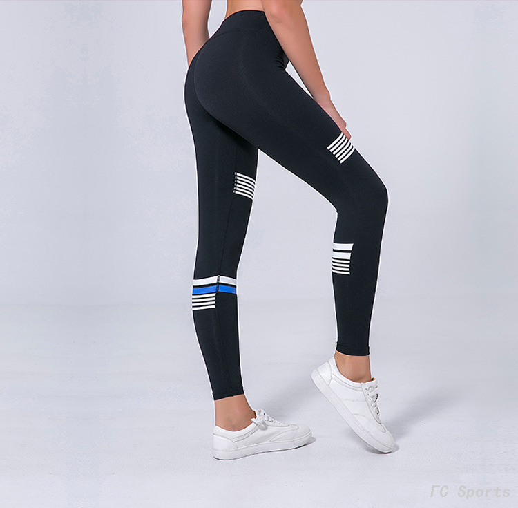 FC Sports Fitness Pants Women's Stretch Tights Sports Pants Striped Running Yoga cropped 2019 Wholesale