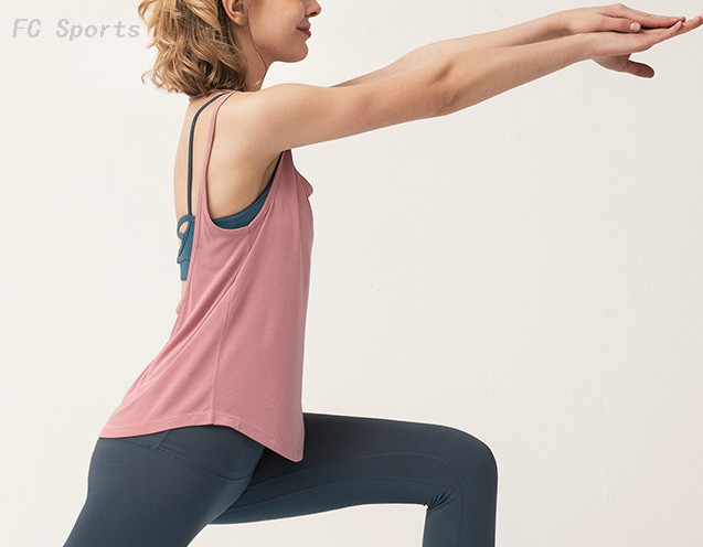 Yoga shirt Sport Tops Cowl Back Tank Tops, dark V back, breathable & wicking, fashionable