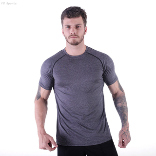 FC Sports Men Clothing Tee Shirts Round Neck Print Tops Gym Yoga Train Wear Running Garments