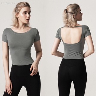 Modal yoga wear sports Short Sleeve Yoga Tops Backless Sports Fitness T-Shirts