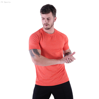 FC Sports Men Clothing Tee Shirts Round Neck Print Tops Gym Yoga Train Wear Running Garments