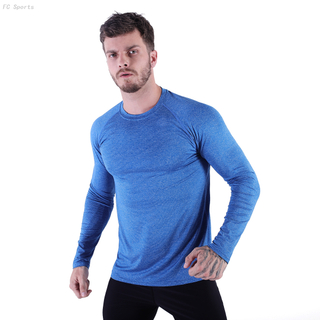 FC Sports Men Gym Yoga Train Wear Running Active Garments Long Shirts Round Neck Tops 