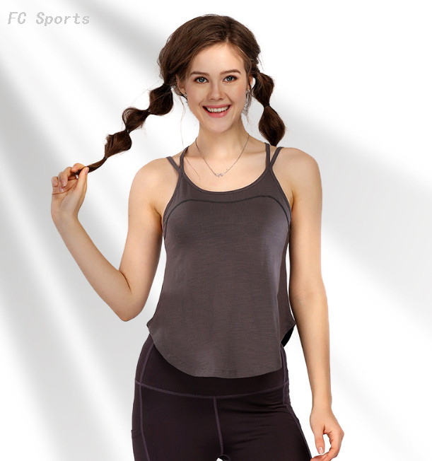 Sling sleeveless yoga vest female fitness running quick-drying top hollow breathable blouse